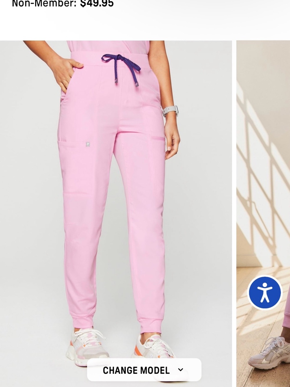 Women's Pink Drawstring Jogger Scrub Pants and matching top set
